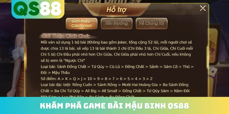 Khám phá game bài mậu binh QS88